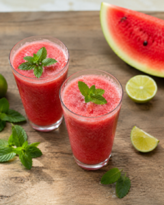 Wassermelonen-Saft in Gläsern mit Minze