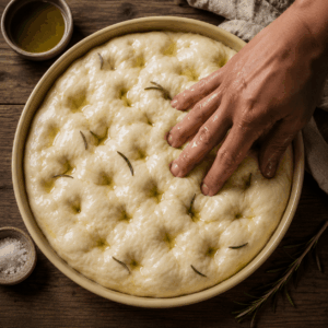 Teig für vegane glutenfreie Kirsch-Focaccia