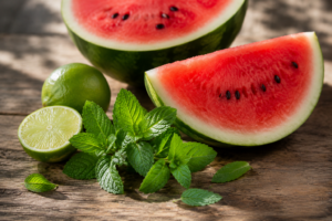 Frische Wassermelone mit Minze