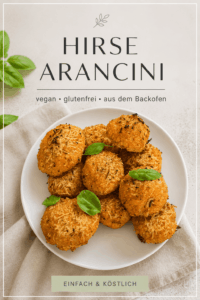 Pinterest-Pin: Hirse Arancini, vegan und glutenfrei
