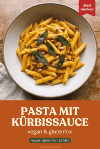 Pinterest-Pin: cremige Kürbispasta, vegan und glutenfrei