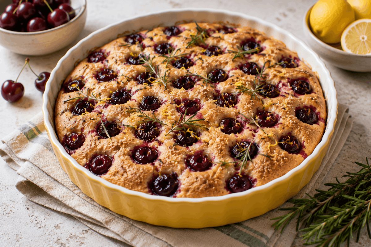 Italienische Kirsch-Focaccia, vegan