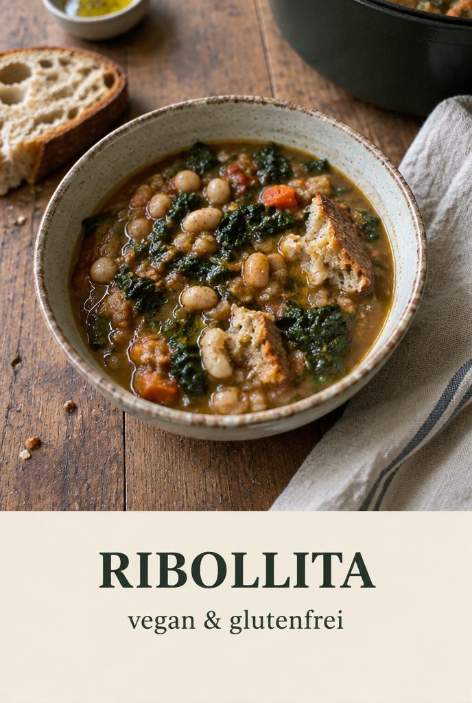 einfaches Rezept — Pinterest Pin für Ribollita vegan und glutenfrei